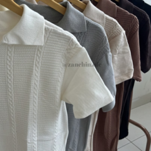 Camisa Polo Texturizada em Tricot - Gola V - Premium