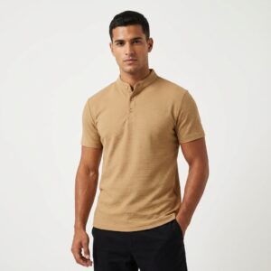 Camisa Texturizada Gola Padre