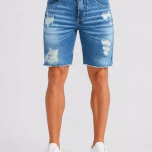 Bermuda Jeans Destroyed Masculina Premium Ref 12