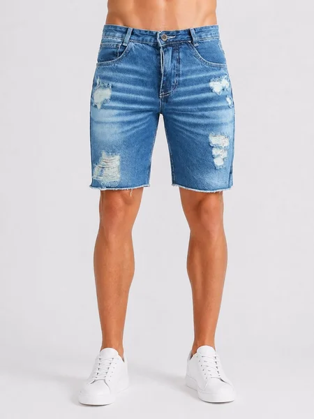 Bermuda Jeans Destroyed Masculina Premium Ref 12