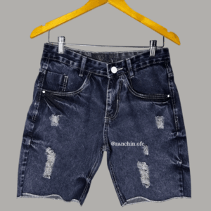 Bermuda Jeans Grafite Destroyed · Botão Prata Ref 18