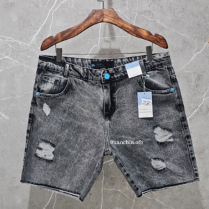 Bermuda Jeans Masculina Destroyed com Lavagem Escura