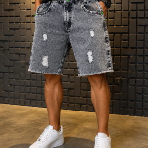 Bermuda Jeans Destroyed Ice Gray Premium